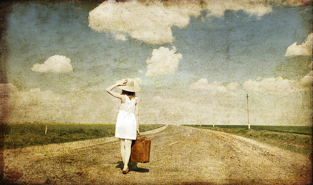 Girl with suitcase